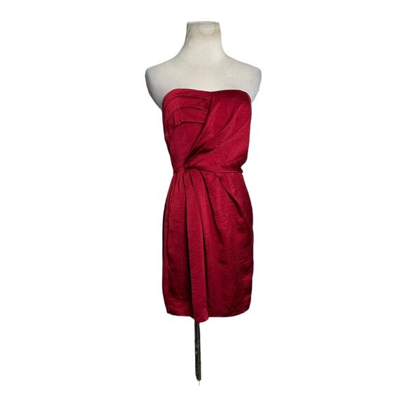 BCBGeneration red satin strapless mini dress size 0 - Picture 1 of 11